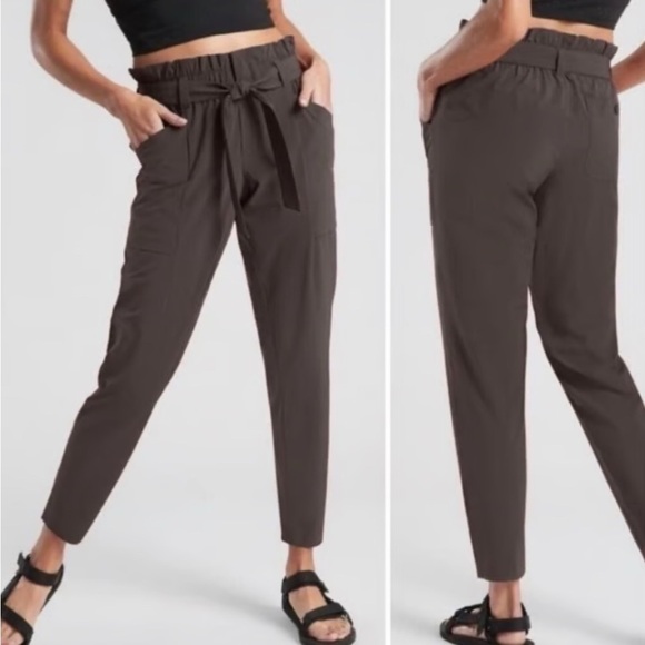 Athleta skyline featherweight stretch arbor olive Tie-Front Pants. Size 6. EUC - Picture 1 of 15